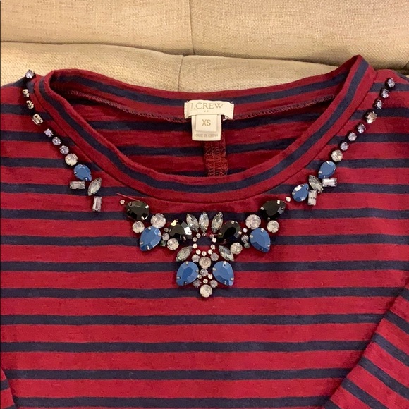 J Crew Striped Jewel Shirt - Picture 2 of 6
